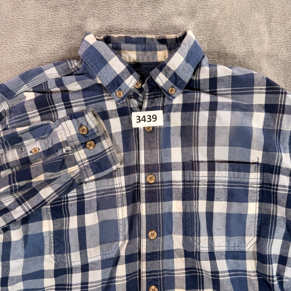 Ridgecut Button Down Shirt Men Large Blue Plaid Long Sleeve Workwear FMW21-10731